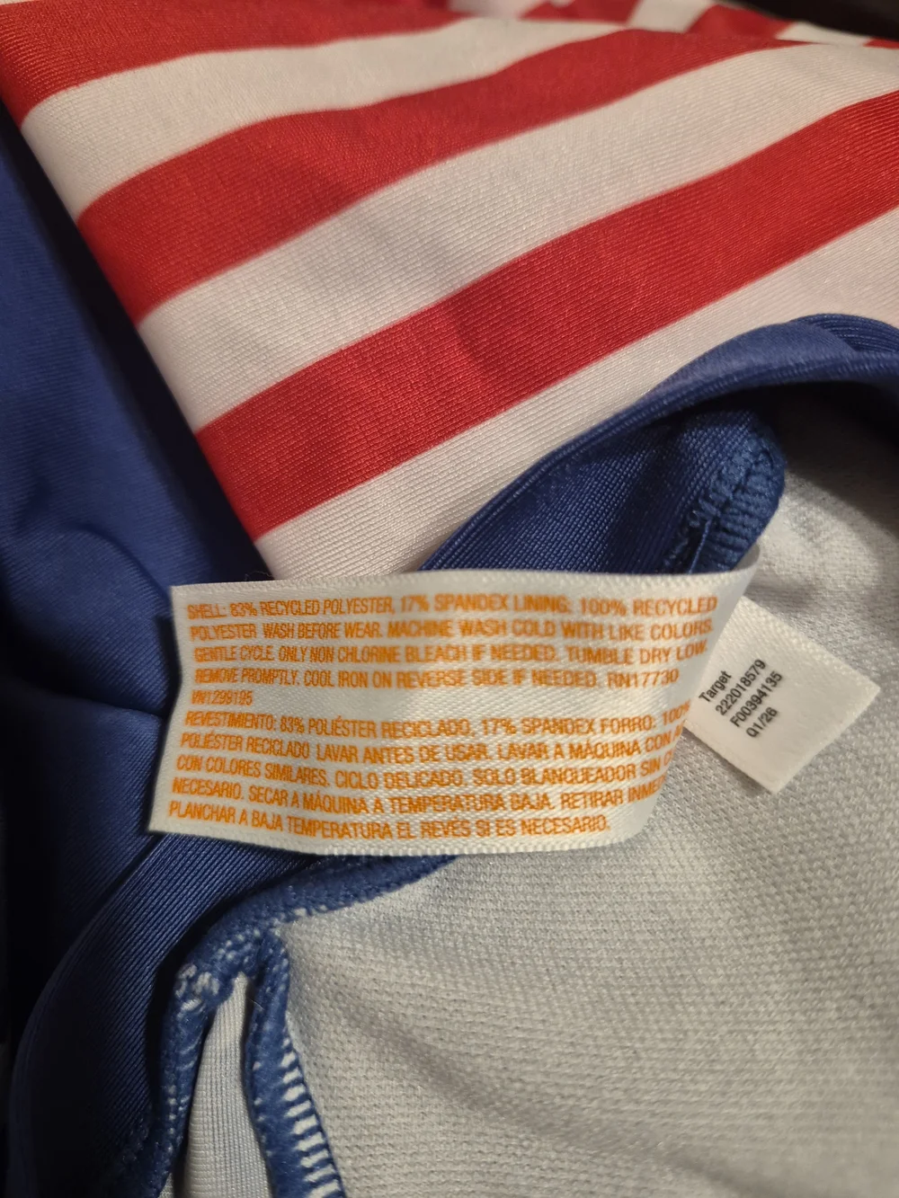 Cat & Jack Stars And Stripes Longsleeve Crop Top Rushguard Swimsuit SZ L (10/12)